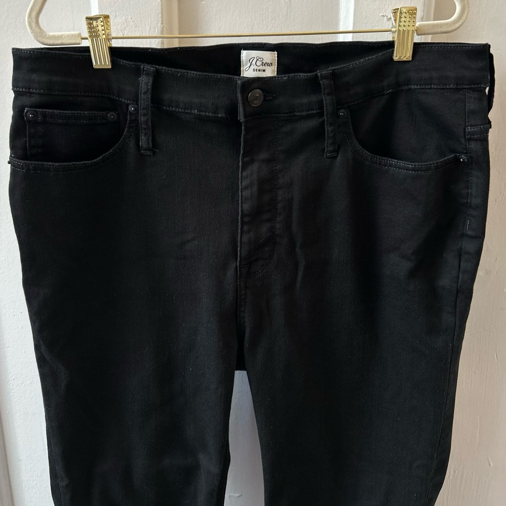 J. Crew 9” Billie Black Denim Demi Boot Crop Jeans Size 33 Cropped Kicked Leg - Picture 4 of 11